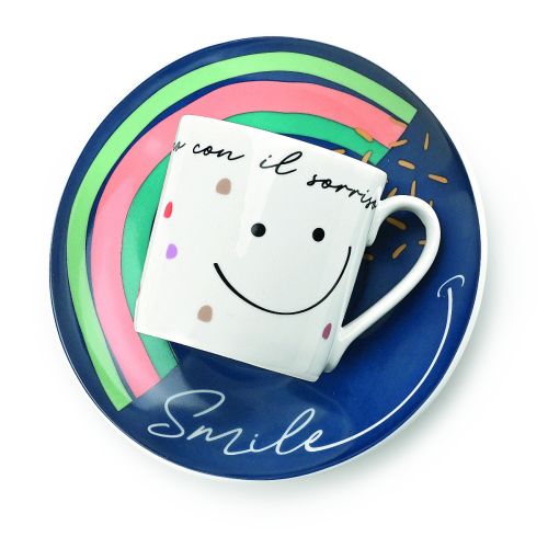 Set 2 tazze caffè con piattino in porcellana