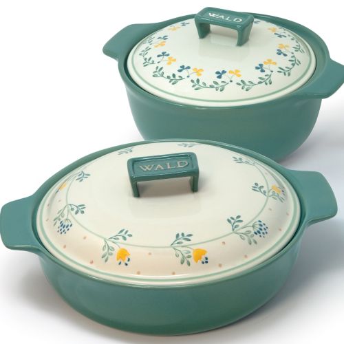 Pentola decorata in ceramica verde - 250 cl