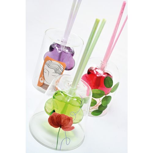 Bottiglia/vaso vetro borosilicato per profumo ambiente decoro donna