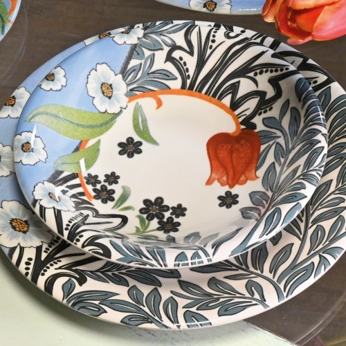 Piatto fondo decoro tulipani - 6 pz.