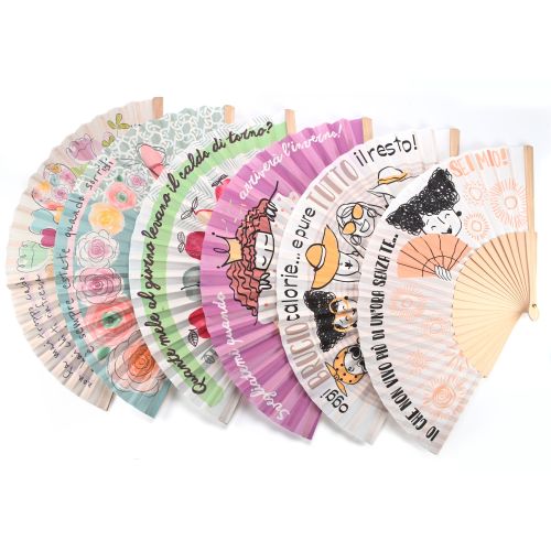 Ventaglio in legno decoro visi